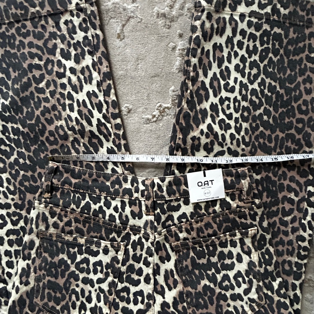 OAT New York Womens Leopard Print Cotton Blend Hi-Rise Wide Leg Jeans NWT - 4/27 - Picture 7 of 7